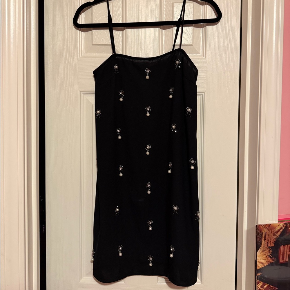 H&M Black Mini Dress with Embellishments